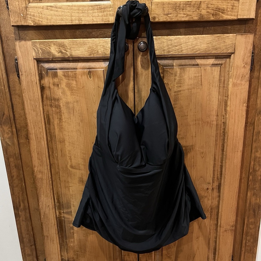 Time and Tru Womens Tankini and Swim Skirt 2- Piece Rich Black Size 2XL 20/22